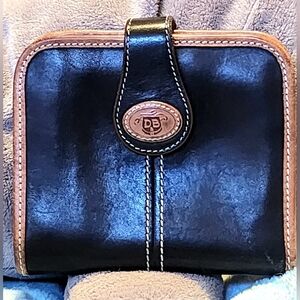 Classic Vintage Dooney And Bourke Wallet Black Leather Trimed w/ Brown Leather